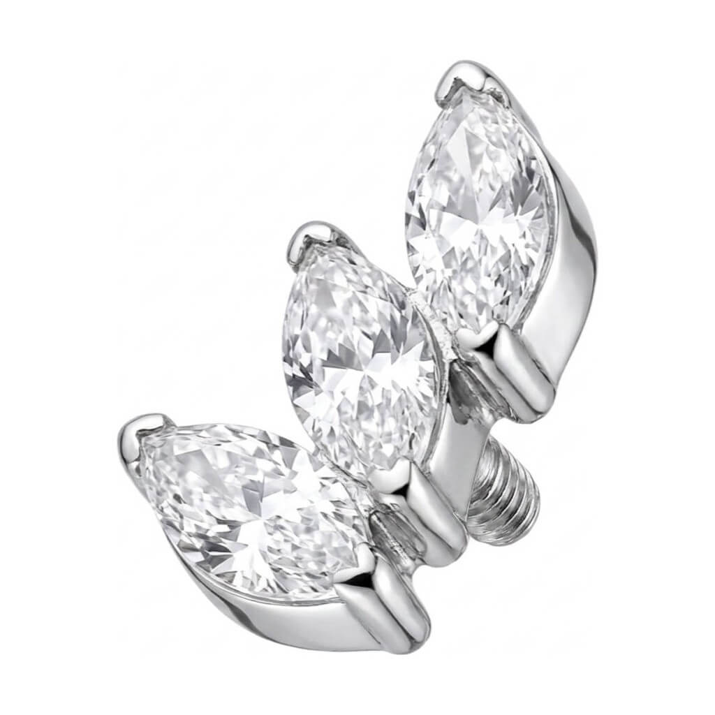 Titanium Top Triple Marquise Zirconia Fan Internally Threaded