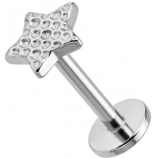 Titanium Labret Star With Stones Internally Threaded