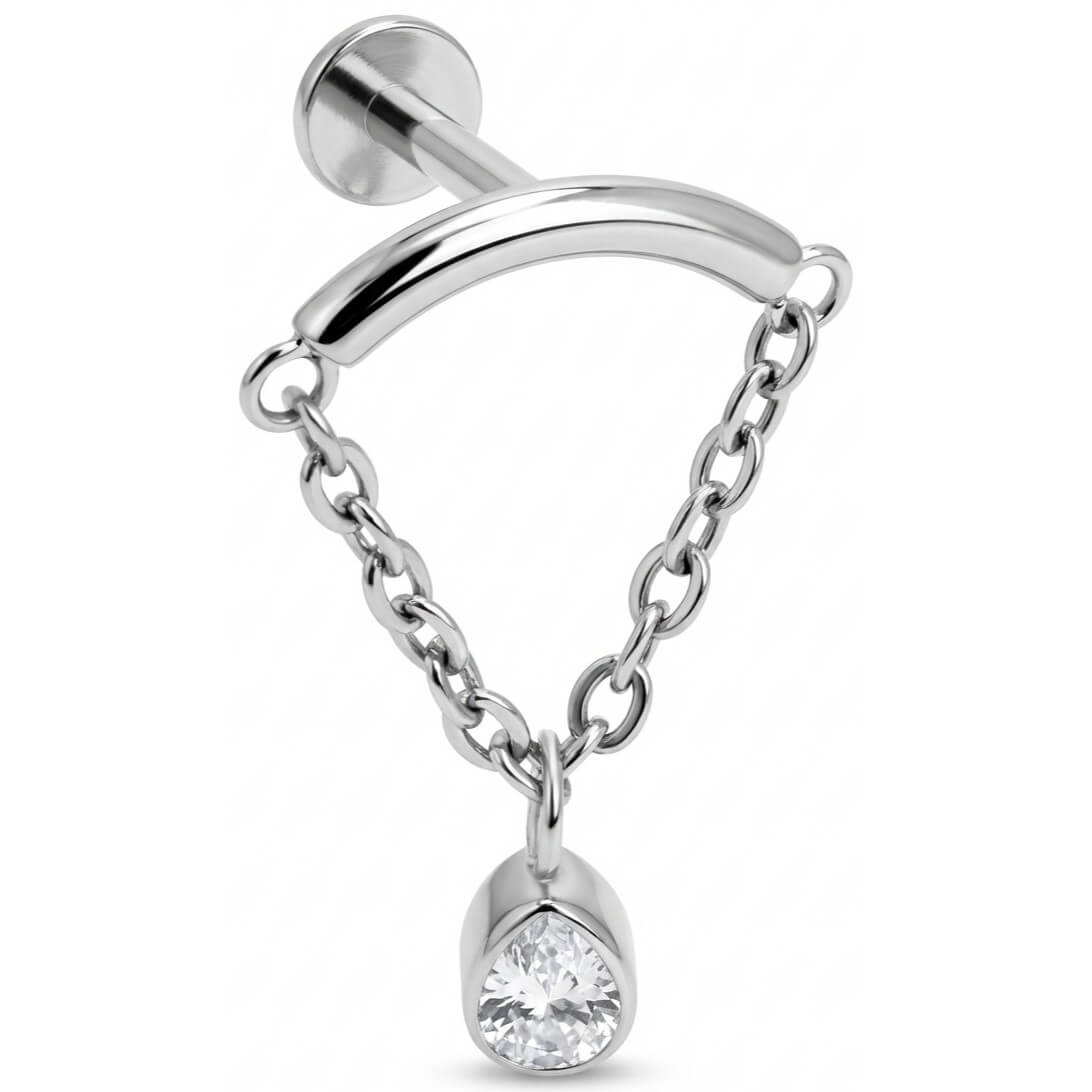 Titanium Labret 5 cubic zirconias Internally Threaded