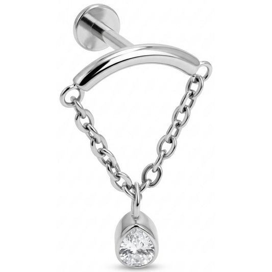 Titanium Labret 5 cubic zirconias Internally Threaded