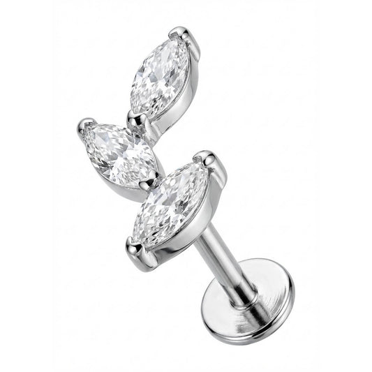 Titanium Labret 7 cubic zirconias prong setting Internally Threaded
