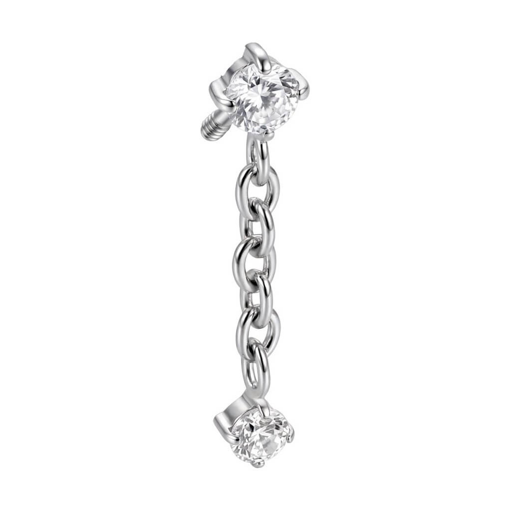 Titanium Top Double Zirconia Chain Dangle Internally Threaded