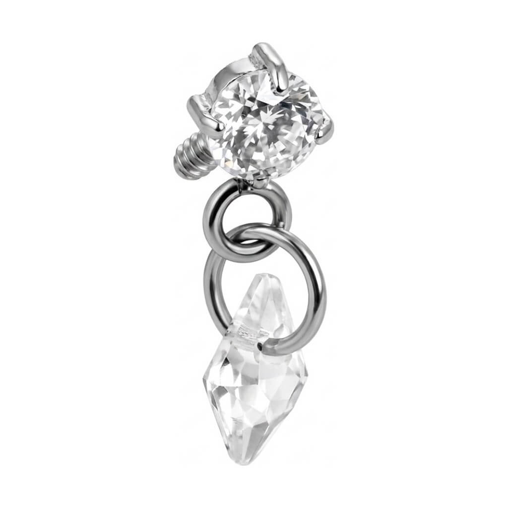 Titanium Top Round Zirconia With Kite Dangle Internally Threaded