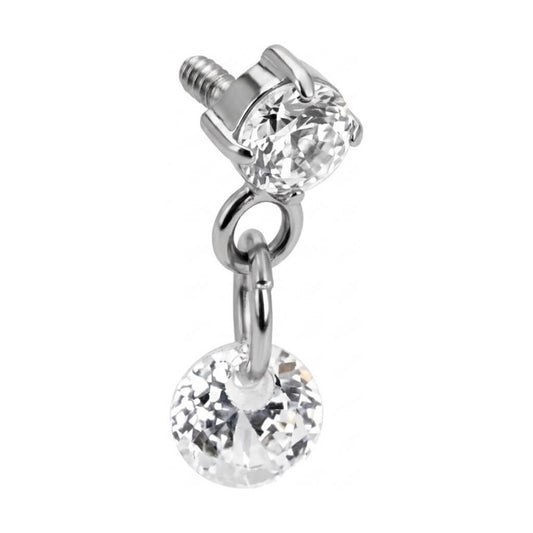 Titanium Top Double Zirconia Dangle Drop Internally Threaded