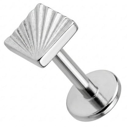 Titanium Labret Textured Fan Shape Design Internally Threaded