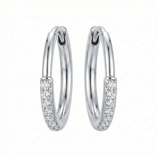 Titanium Earring Crystal Paved Hoop Clicker