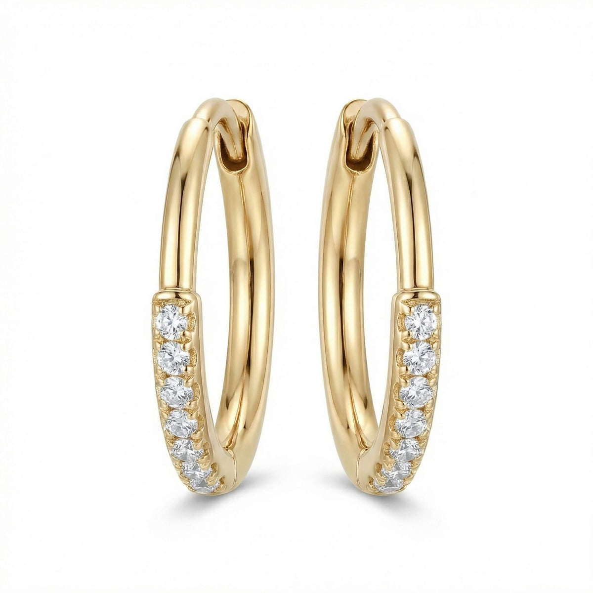 Titanium Earring Crystal Paved Hoop Clicker