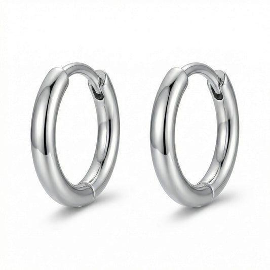 Titanium Earring Solid Circle Huggie Hoop Clicker