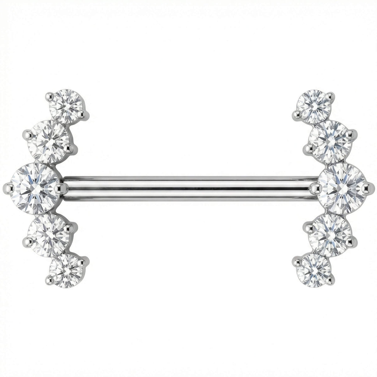 Titanium Nipple Piercing Curved Zirconia Crescent Push-In