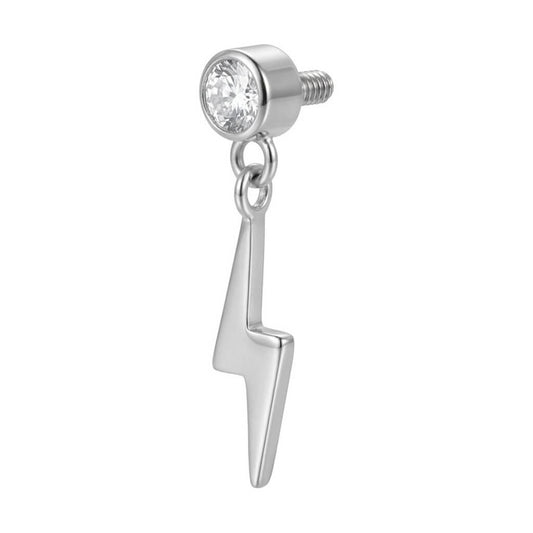 Titanium Top Dangle Lightning Bolt Zirconia Internally Threaded