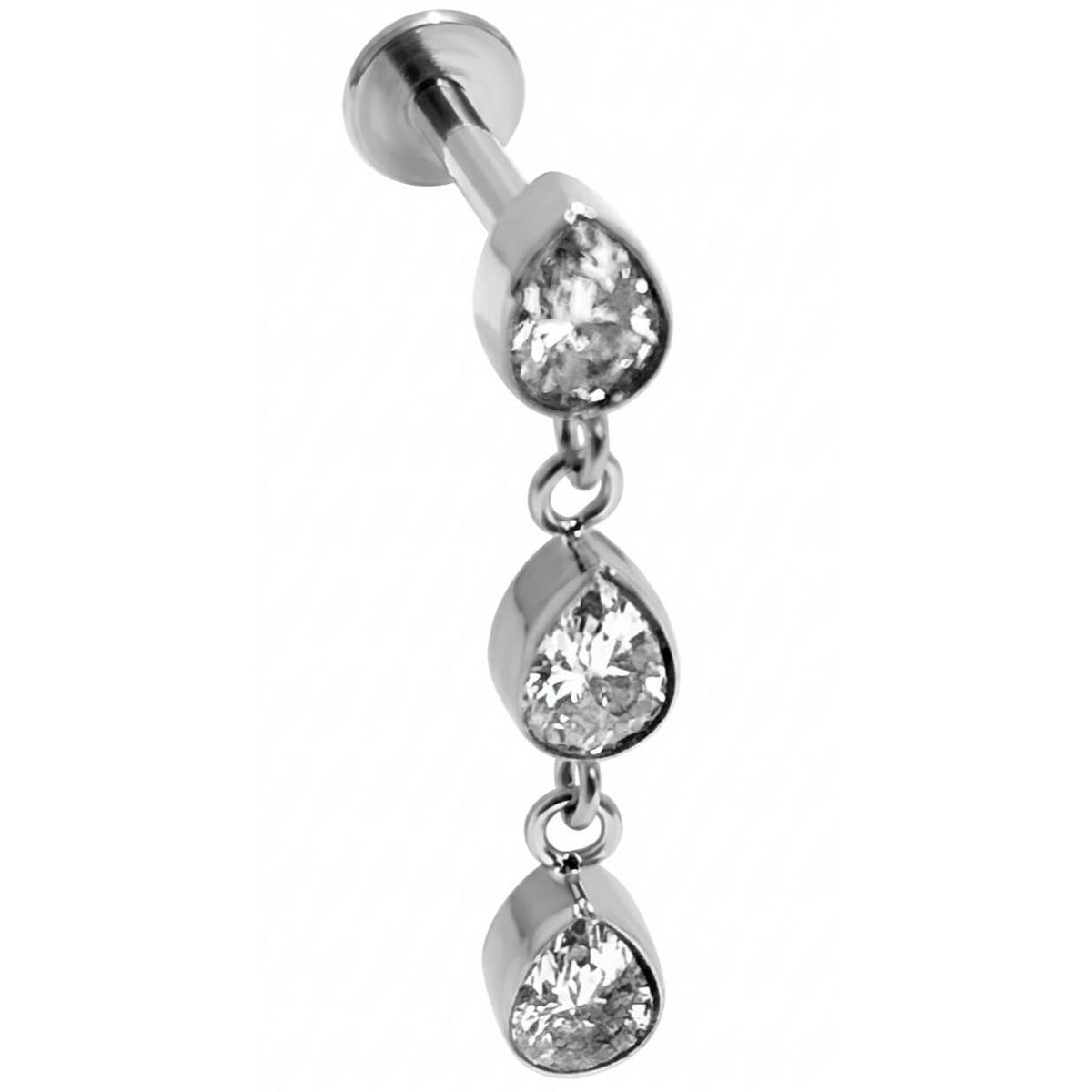 Titanium Labret Cascading Teardrop Crystals Internally Threaded