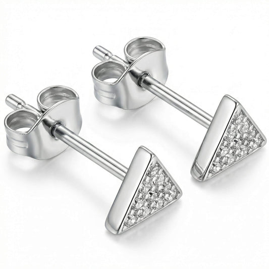 Titanium Earring Triangle With Clear Stones