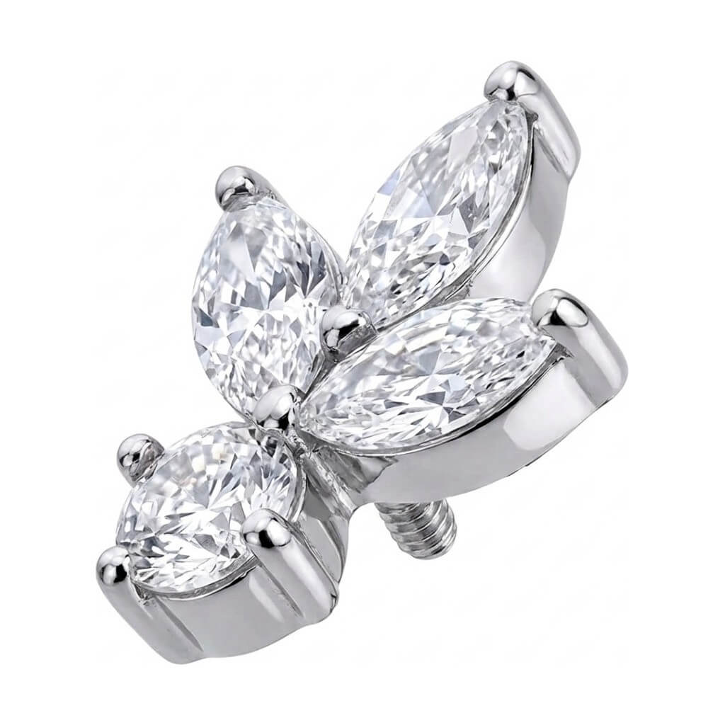 Titanium Top Marquise Lotus Flower Cluster Internally Threaded