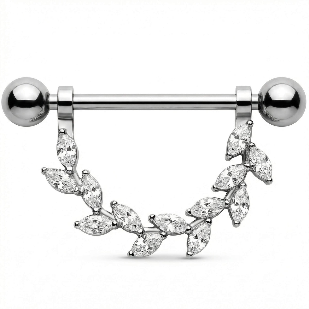 Titanium Nipple Piercing Leaf Branch Garland