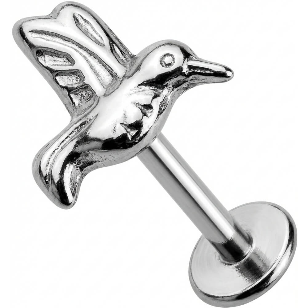 Titanium Labret Flying Hummingbird Figure Internally Threaded