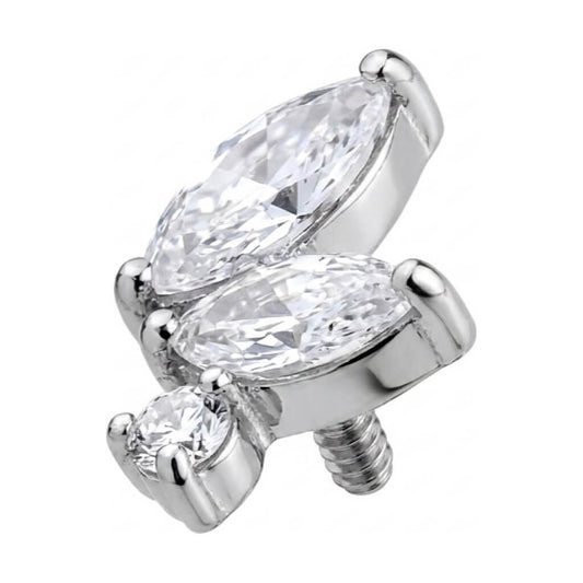 Titanium Top Marquise Zirconia Butterfly Cluster Internally Threaded