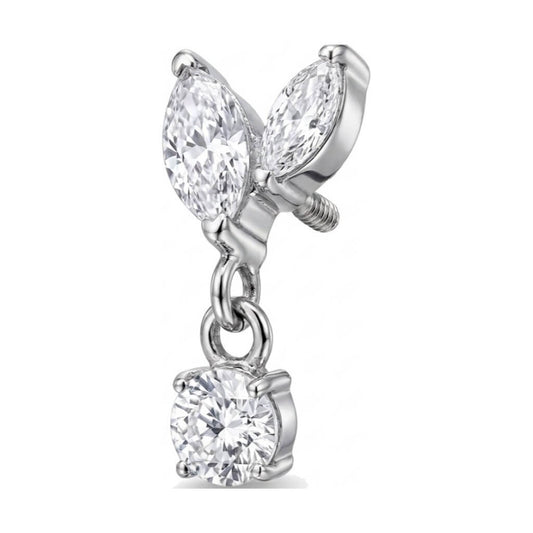 Titanium Top Double Marquise With Dangle Internally Threaded
