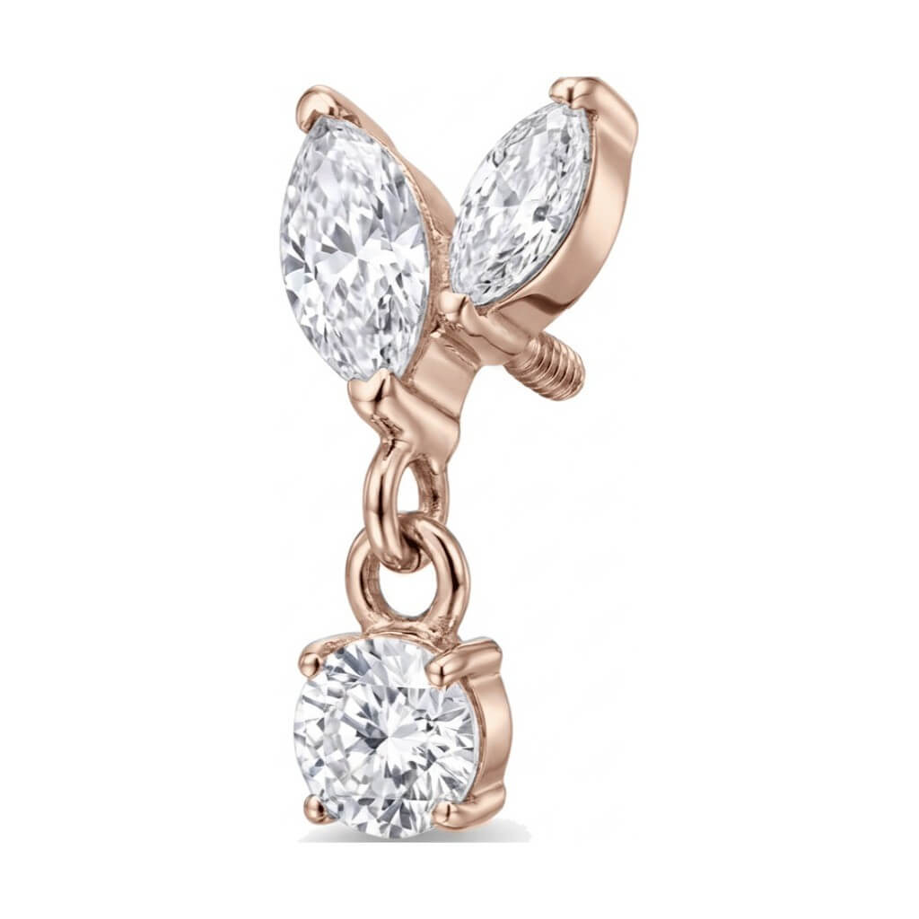 Titanium Top Double Marquise With Dangle Internally Threaded