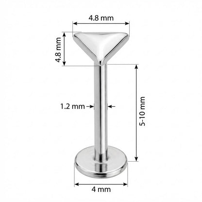 Titanium Labret Smooth Rounded Triangle Shape Internally Threaded