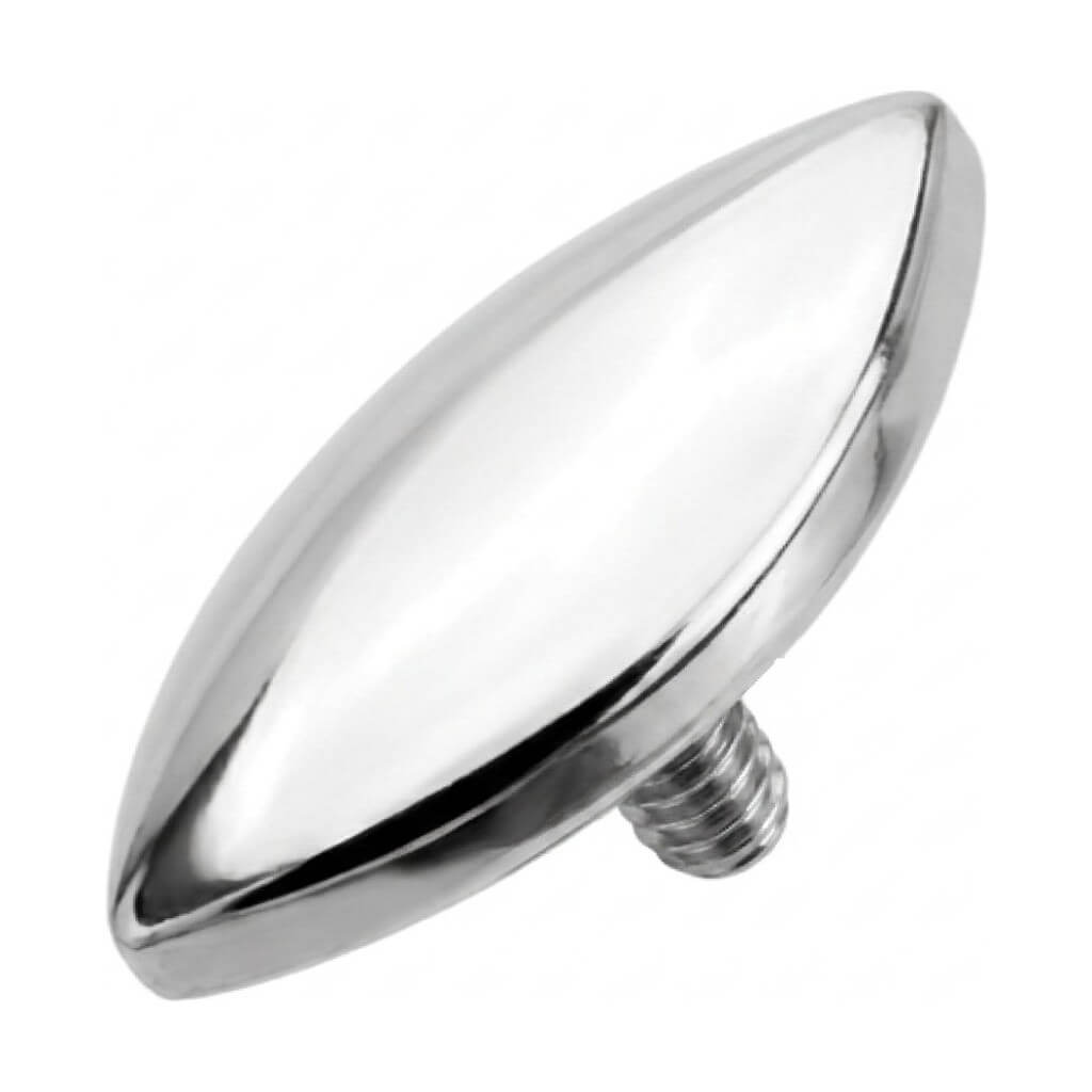 Titanium Top Solid Curved Marquise Internally Threaded