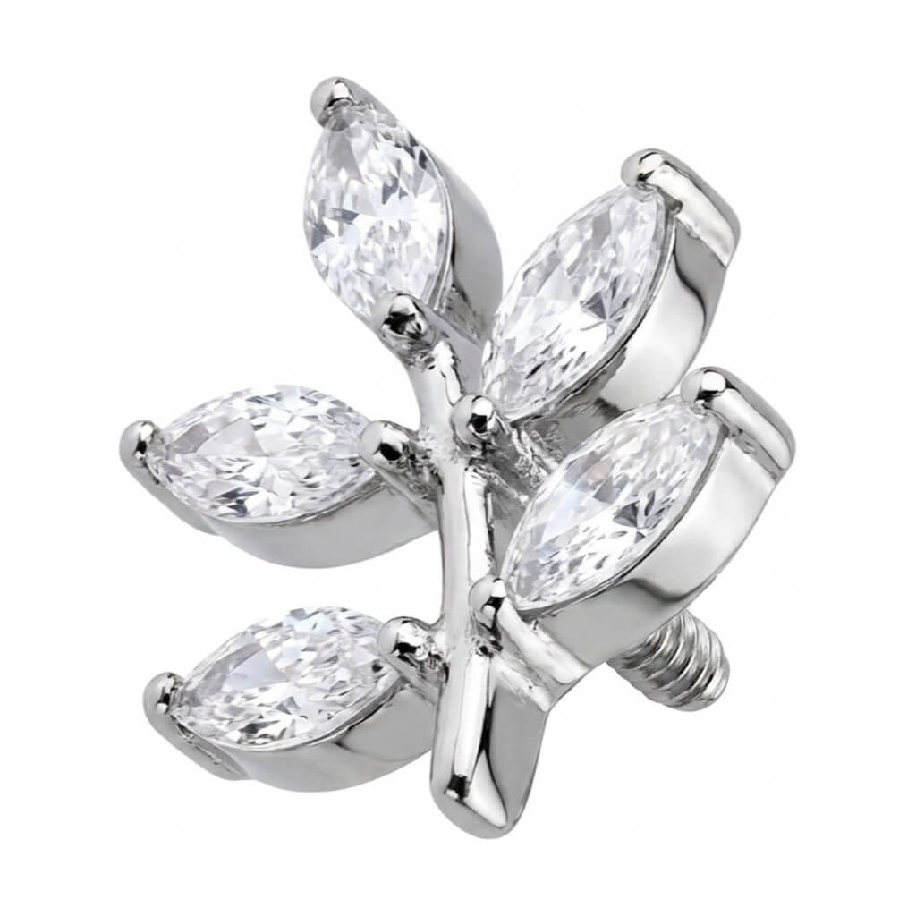 Titanium Top Marquise Zirconia Leaf Branch Internally Threaded