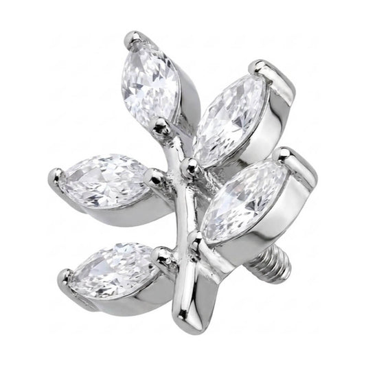Titanium Top Marquise Zirconia Leaf Branch Internally Threaded