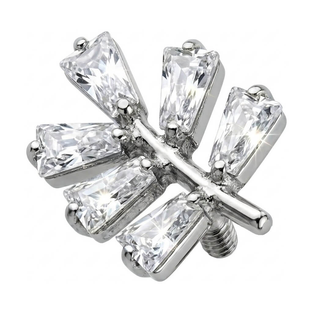 Titanium Top Tapered Baguette Leaf Branch Internally Threaded