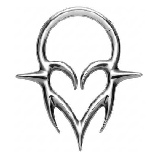 Titanium Ring Tribal Gothic Heart Clicker