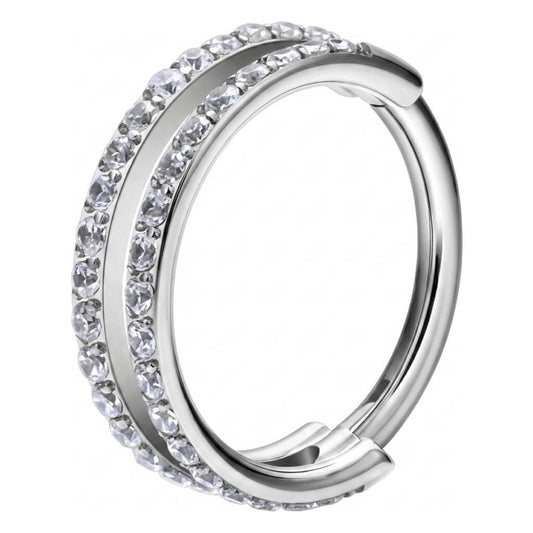 Titanium Ring Double Row Zirconia Clicker