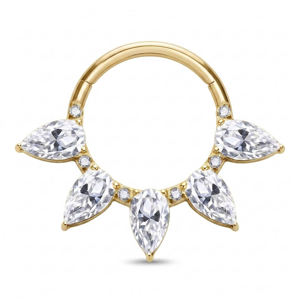 Titanium Ring 5 Marquise Zirconias Clicker