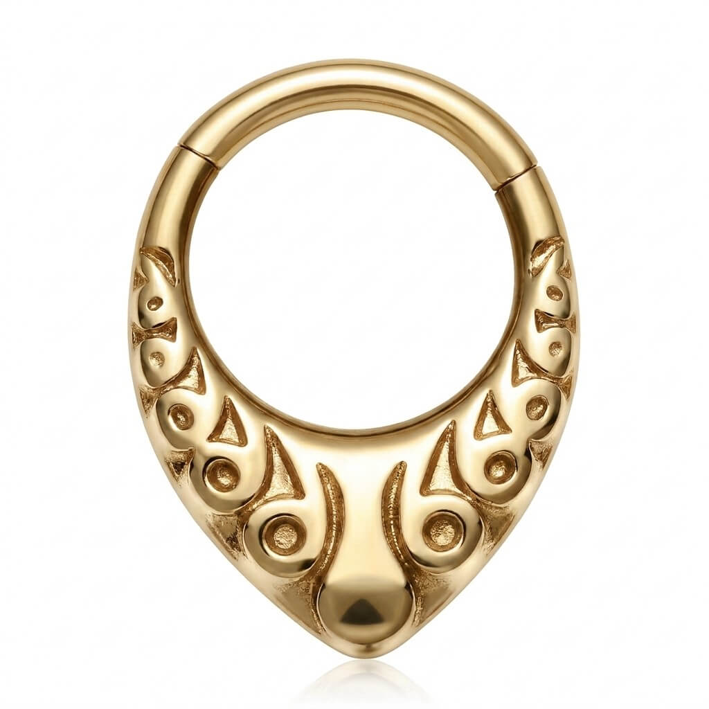 Titanium Ring Tribal Teardrop Clicker