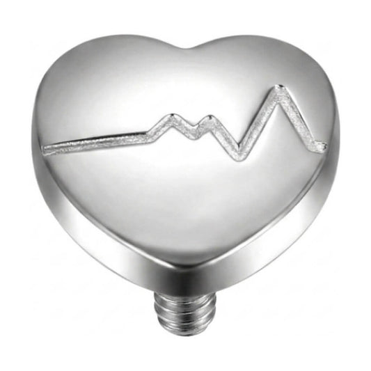 Titanium Top Heartbeat Line Heart Internally Threaded
