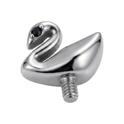 Titanium Top Swan With Black Stone Internally Threaded
