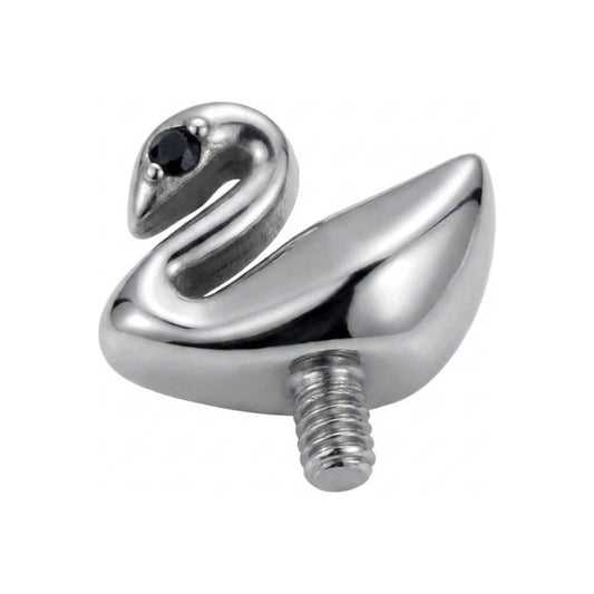 Titanium Top Swan With Black Stone Internally Threaded