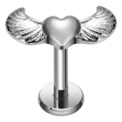 Titanium Labret Heart Angel Wings Internally Threaded