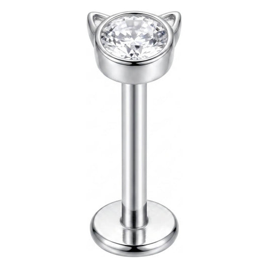 Titanium Labret Cat Zirconia Internally Threaded