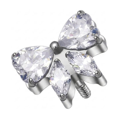 Titanium Top Butterfly With Clear Stones Internally Threaded