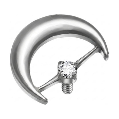 Titanium Top Crescent Moon With Stone Internally Threaded