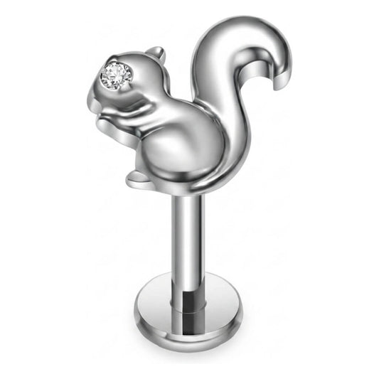Titanium Labret Squirrel Zirconia Internally Threaded