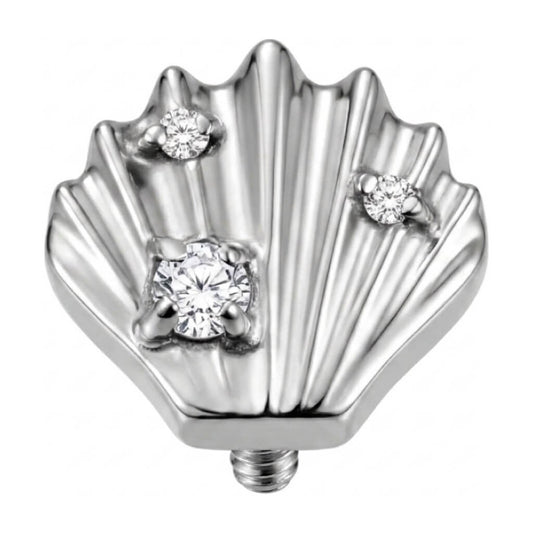 Titanium Top Scallop Shell With Stones Internally Threaded
