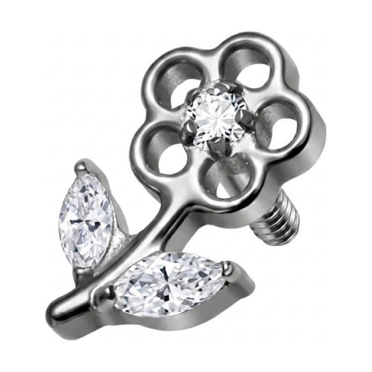 Titanium Top Cutout Flower With Leaves Internally Threaded