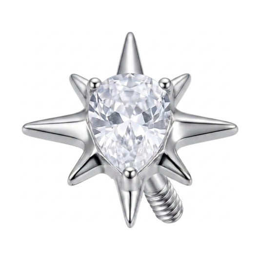 Titanium Top Spiked Pear Stone Star Internally Threaded