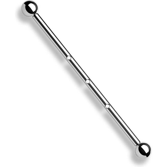 Industrial Barbell 3 Threaded Holes Silver Internally Threaded